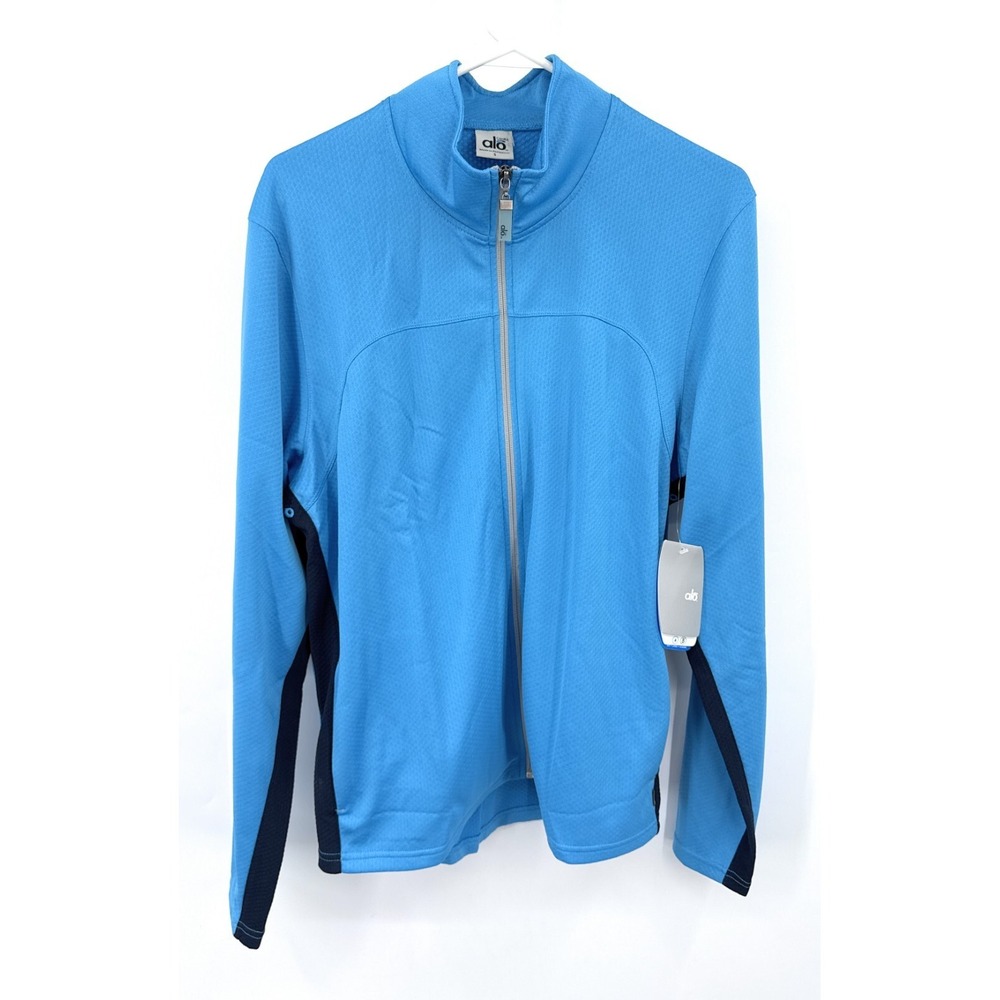 ALO Yoga Jacket Men's Small Coolfit Full Zip Activewear Long Sleeve Blue NWT